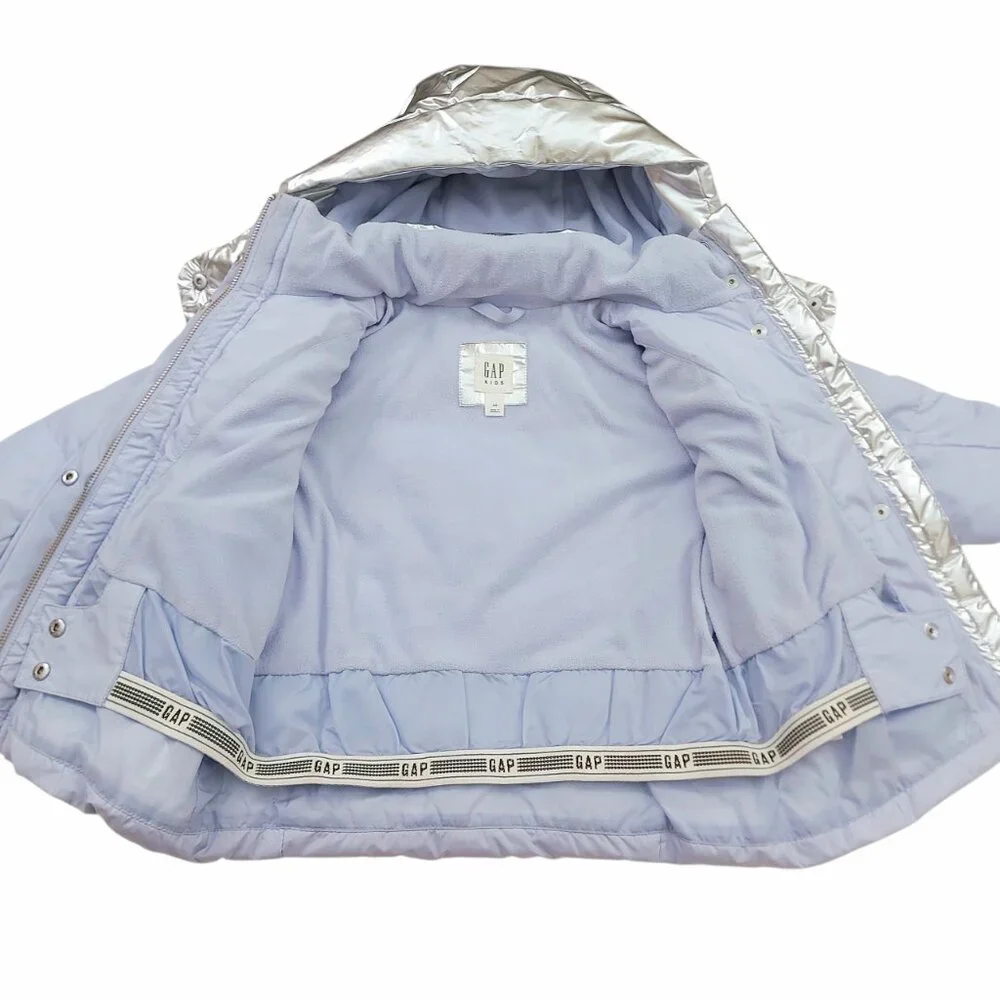 GAP Puffer Snow Hooded Jacket Girls XS Lilac Insulated Full Zip Winter Outdoor